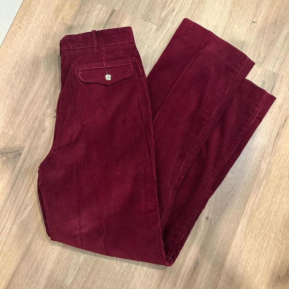 Chaps Ralph Lauren Corduroy Pants Mens 33x34 Burgundy Red Vintage Wide Wale Pant